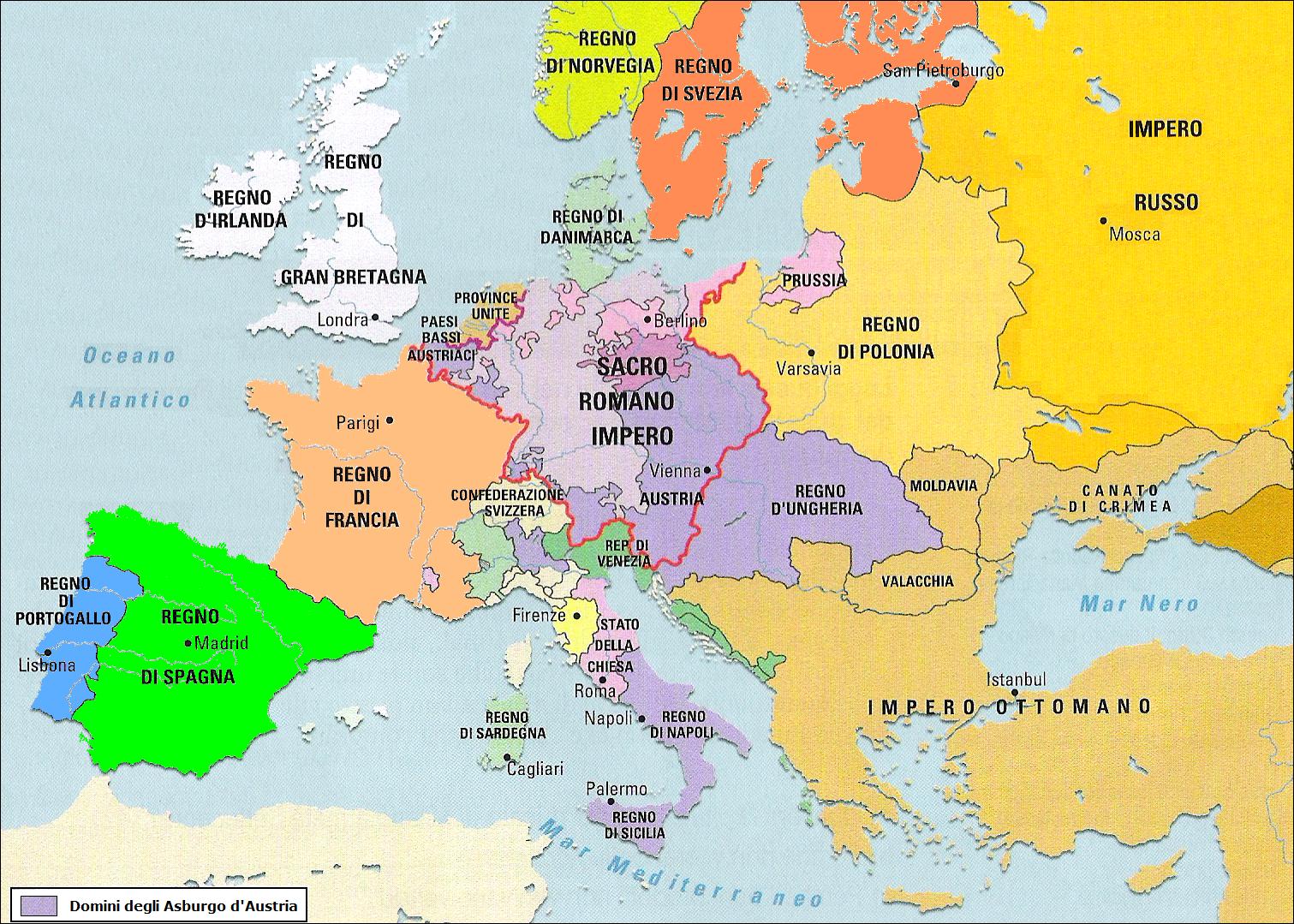 Europa a metà XVIII secolo